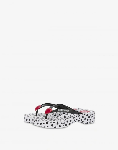 Love Moschino Flip Flop Sandals With All Over Hearts In Red