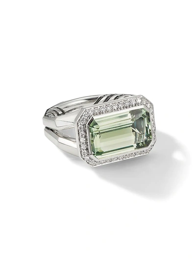 David Yurman Sterling Silver Novella Statement Ring With Gemstones And Pavé Diamonds In Prasiolite