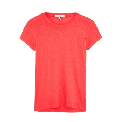 Rag & Bone Red Pima Cotton 'the Tee' T-shirt In Bright Coral
