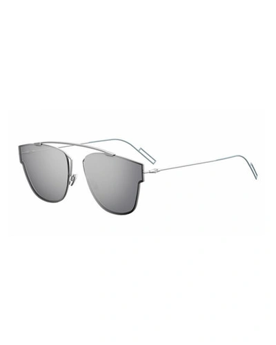 Dior Men's Mirrored Geometric Metal Sunglasses In Palladium