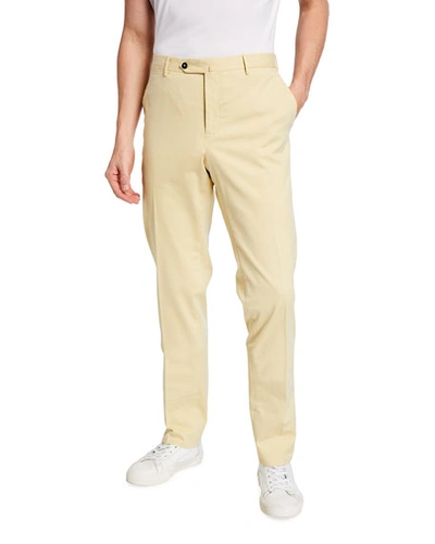 Pt Torino Men's Delave Stretch-cotton Chino Trousers In Yellow