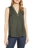 Vince Camuto Rumpled Satin Blouse In New Rich Olive