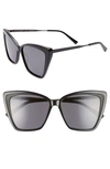 Diff Becky Ii Black Cat Eye Polarized Sunglasses In Black/ Dark Smoke
