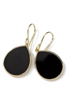 Ippolita 18k Yellow Gold Polished Rock Candy Black Onyx Teardrop Earrings In Gold/ Quartz
