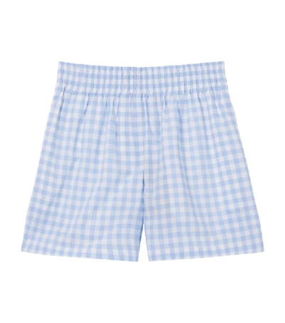 Burberry Gingham Check Shorts In Blue