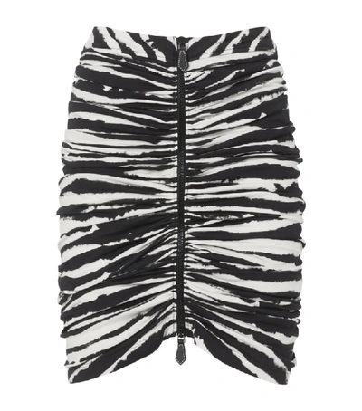 Burberry Zip Detail Watercolour Print Stretch Cotton Mini Skirt In Zebra Print