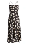 Astr Cowl Neck Midi Dress In Black-ivory Floral