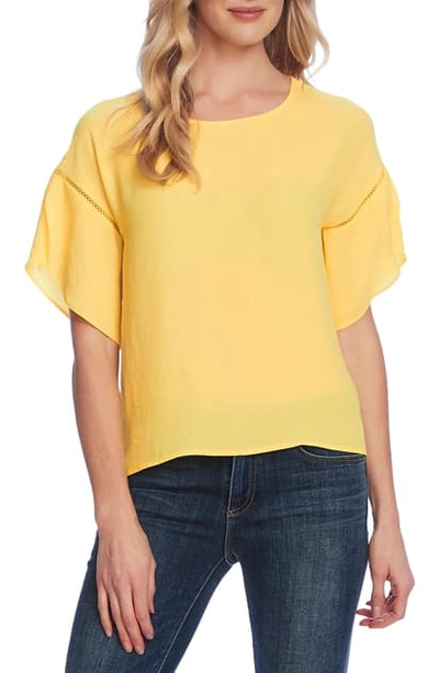 Vince Camuto Drop Shoulder Tulip Sleeve Georgette Top In Primrose Yellow