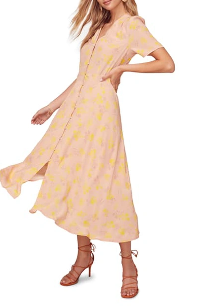 Astr Harmony Midi Shirtdress In Marigold Floral