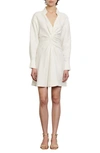 Sandro Celia Long Sleeve Ruched Minidress In Ecru