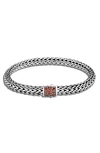 John Hardy Sterling Silver Classic Chain Black Sapphire & Garnet Reversible Bracelet In Metallic Silver
