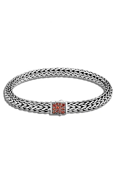 John Hardy Sterling Silver Classic Chain Black Sapphire & Garnet Reversible Bracelet In Metallic Silver