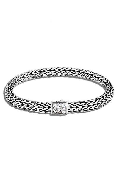 John Hardy Sterling Silver Classic Chain Black Sapphire & Moonstone Reversible Bracelet In Green/silver