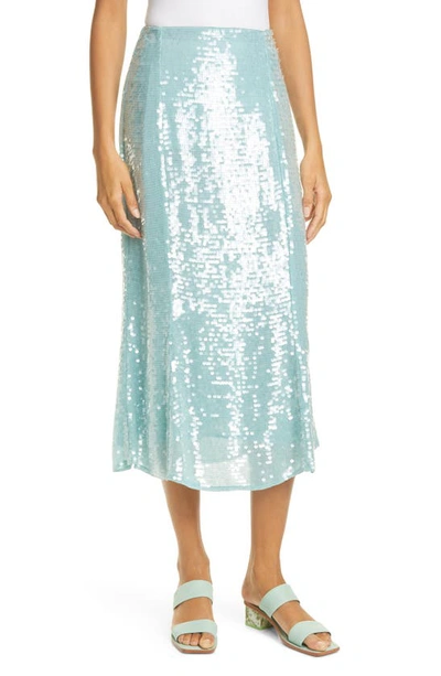 Veronica Beard Abigail Sequined Midi Skirt In Seaglass