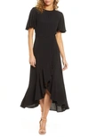 FRENCH CONNECTION EMINA BELTED HIGH/LOW MIDI DRESS,71NPN