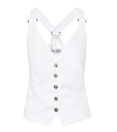 Max Mara Remo Cotton-twill And Satin-twill Jacquard Vest In White