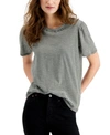 LUCKY BRAND STRIPE PUFF-SLEEVE T-SHIRT