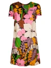 La Doublej Mini Swing Dress S/s Flowers Fantasy In Multicolor