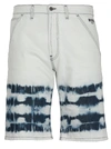 Msgm Cargo Bermudas In White Tie Dye In Navy+white
