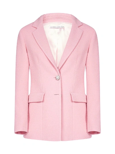 Alessandra Rich Jewel-button Single Breasted Tweed Blazer In Pink
