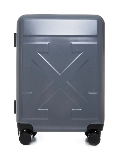 Off-white Men's Arrow Trolley Carry-on Suitcase In Grey