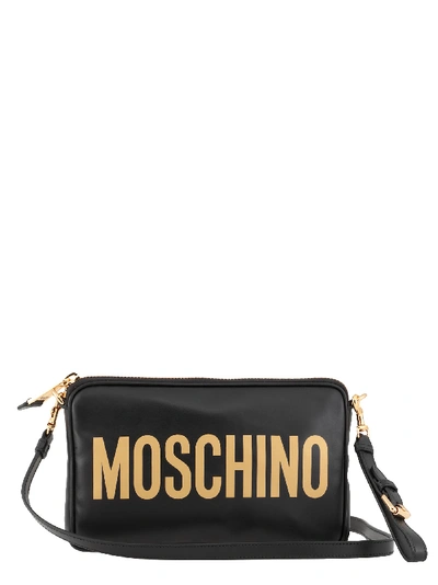 Moschino Leather Pouch In Fantasy Print Black