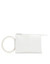 JIL SANDER TOOTIE SMALL TUBE ANTIQUE WHITE CALF LEATHER POUCH,11339285