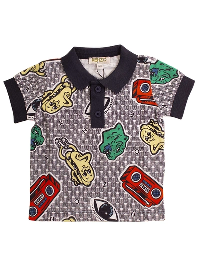 Kenzo Babies' Newborn Polo Shirt With Print In Gray