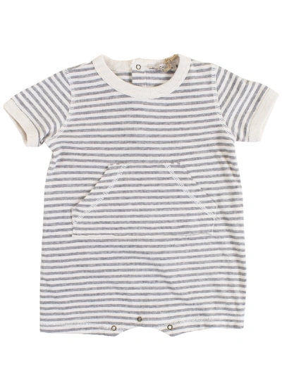 De Cavana Babies' Newborn Striped Romper In Latte-blu