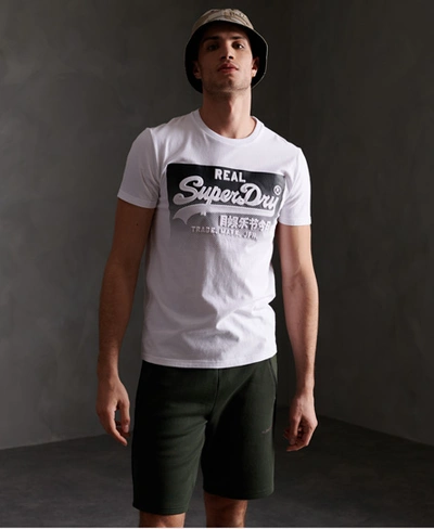 Superdry Men's Vintage-like Logo Halftone Embossed T-shirt In White