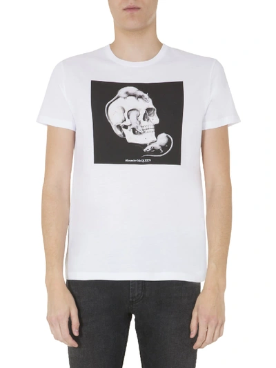 Alexander Mcqueen Round Neck T-shirt In Bianco