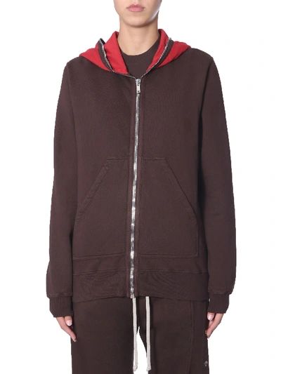 Drkshdw Sweatshirt With Zip And Hood In Marrone