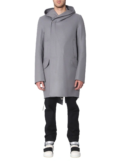 Rick Owens Oversize Fit Parka In Grey