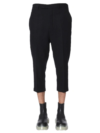 Rick Owens Astaires Cropped Slim Trousers In Nero