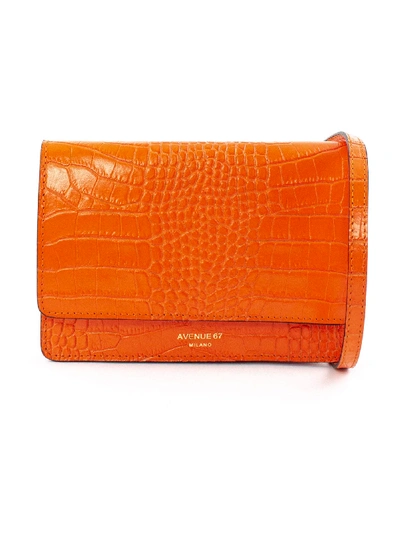 Avenue 67 Orange Leather Clutch Bag In Arancio