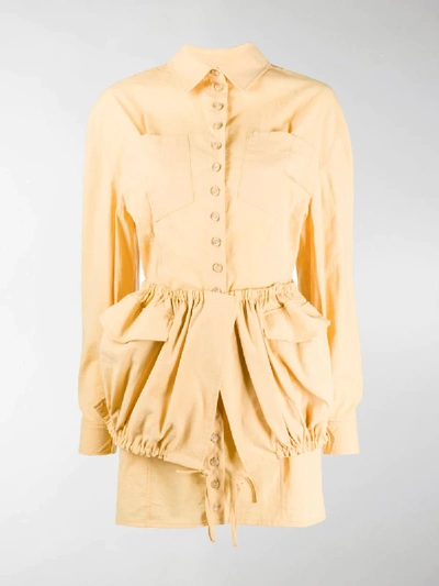 Jacquemus Drawstring Panelled Mini Dress In Yellow