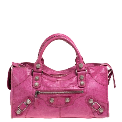 Pre-owned Balenciaga Grenadine Leather Ggh Part Time Tote In Pink
