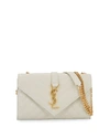 Saint Laurent Small Envelope Calfskin Leather Shoulder Bag In White