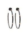 Armenta New World Diamond Enamel Hoop Earrings In Black