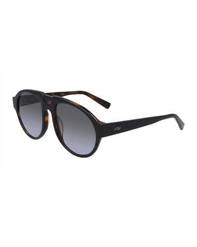 Mcm Men's Architectural Gradient Aviator Sunglasses In Black/havana