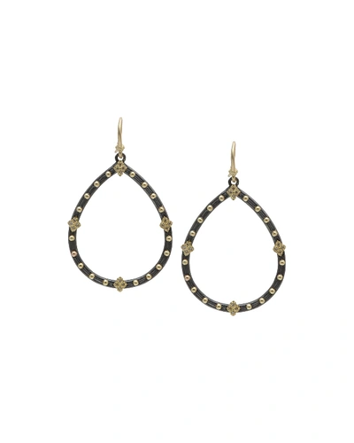 Armenta Old World Champagne Diamond Open Pear Earrings In Yellow/black