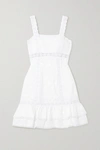 CHARO RUIZ NAWA CROCHETED LACE-TRIMMED BRODERIE ANGLAISE COTTON-BLEND MINI DRESS