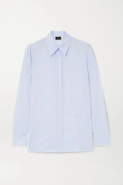 Akris Cotton Twill Zip-front Shirt In Blue