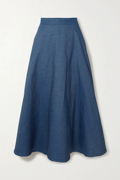 Aross Girl X Soler Alex Denim Midi Skirt In Blue