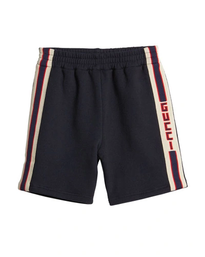 Gucci Kids' Boy's Logo Stripe Shorts, Size 12-36 Months In Blue