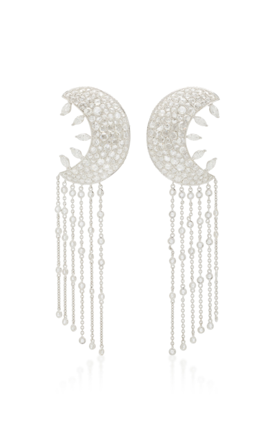 Lauren X Khoo Women's Cosmic Crescent Chandelier Earrings In White