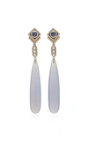 SORAB & ROSHI WOMEN'S 18K WHITE GOLD SAPPHIRE AND DIAMOND TEARDROP EARRINGS,821419