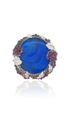 WENDY YUE 18K WHITE GOLD OPAL AND PINK SAPPHIRE RING,824341