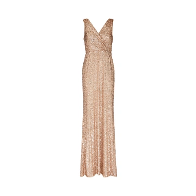 Adrianna Papell Cowl Back Sequin Gown In Rose Gold