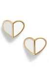 Kate Spade Gold-tone Heart Stud Earrings In White